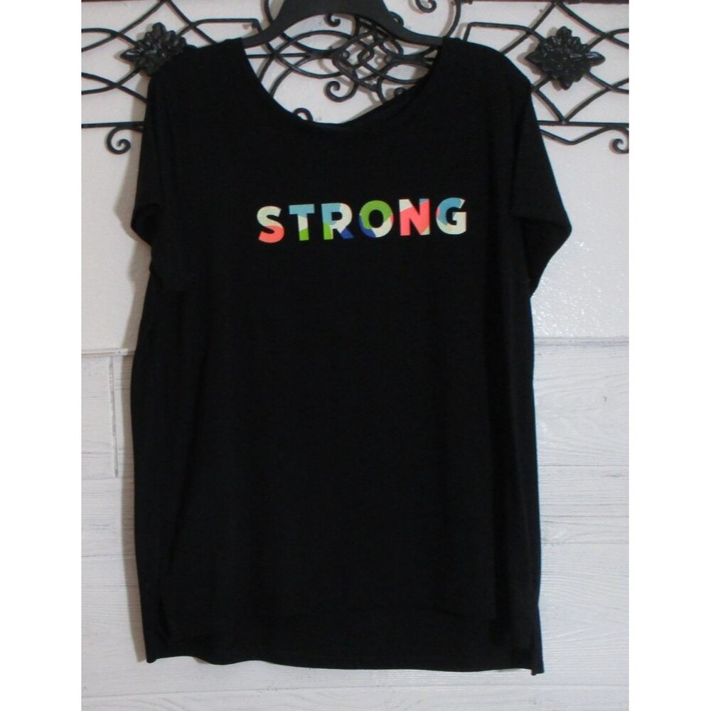 Xersion Women's Top Size L Short Sleeve Black Round Neck